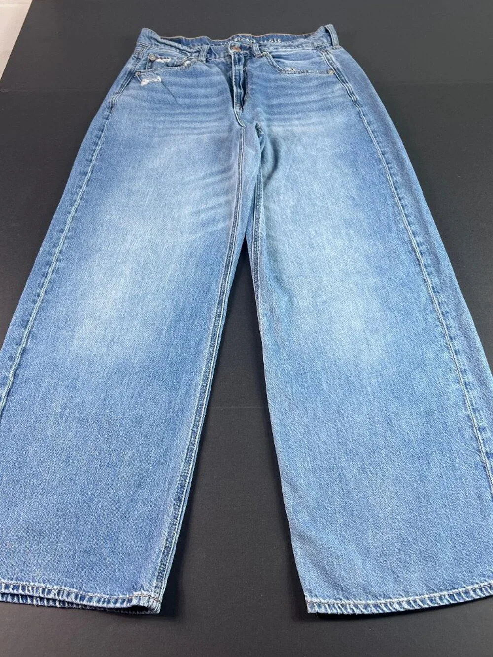 American Eagle Jeans Women's 28x27* Baggy Skater Blue Distressed Denim Tag 4S